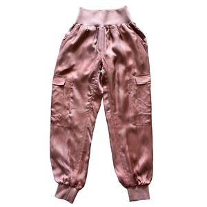 Cinq a Sept Giles Pant Bronze Satin Cargo Jogger High Waist XS ZP178304Z